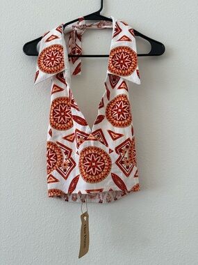 Red & Orange Medallion Halter Top & Skirt Set
